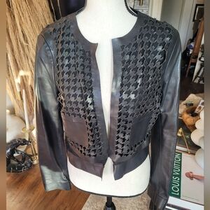 DSQUARED2 Black Leather Cut-Out Jacket